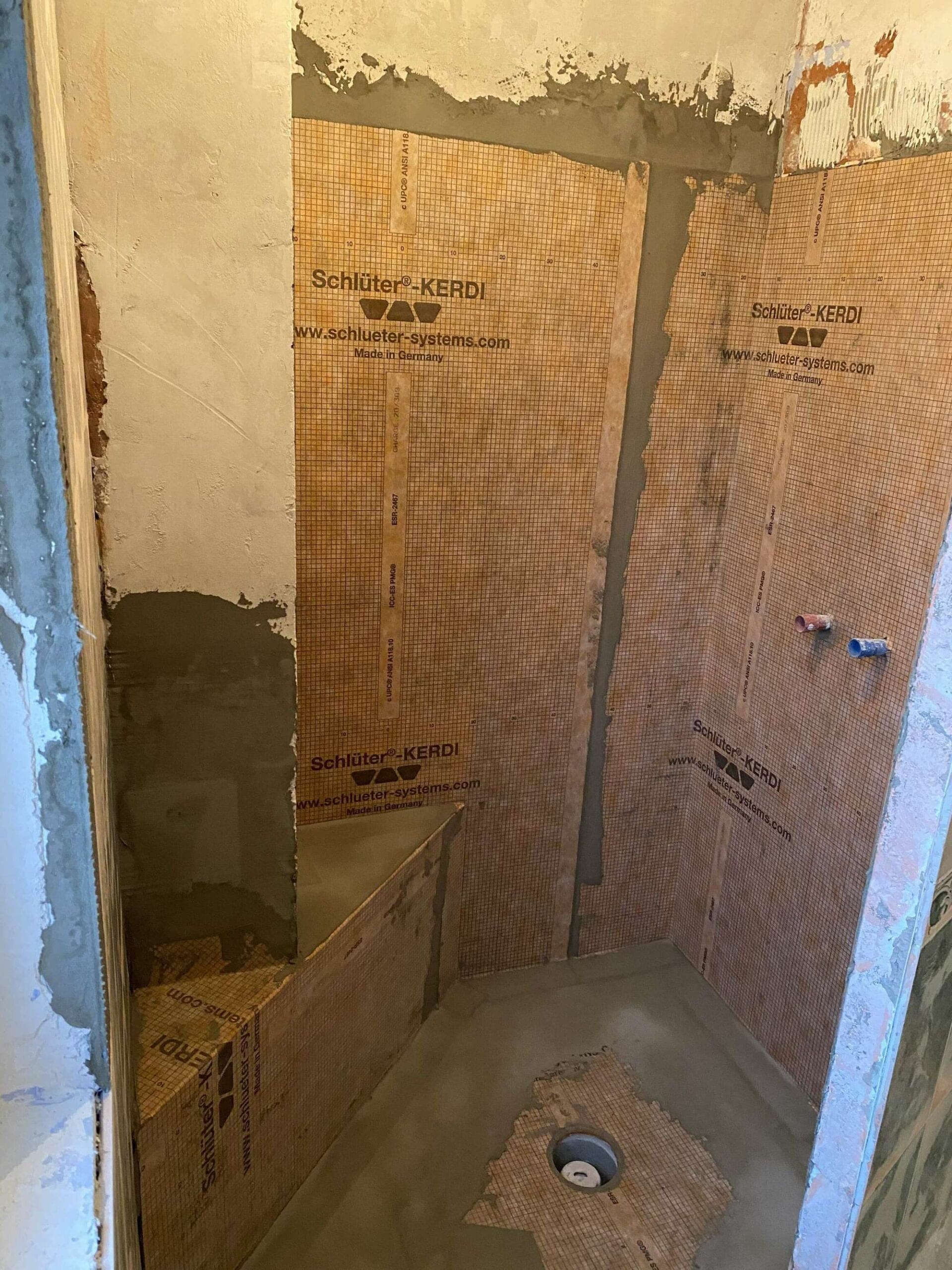 Pose trame étanchéité zone douche - avant